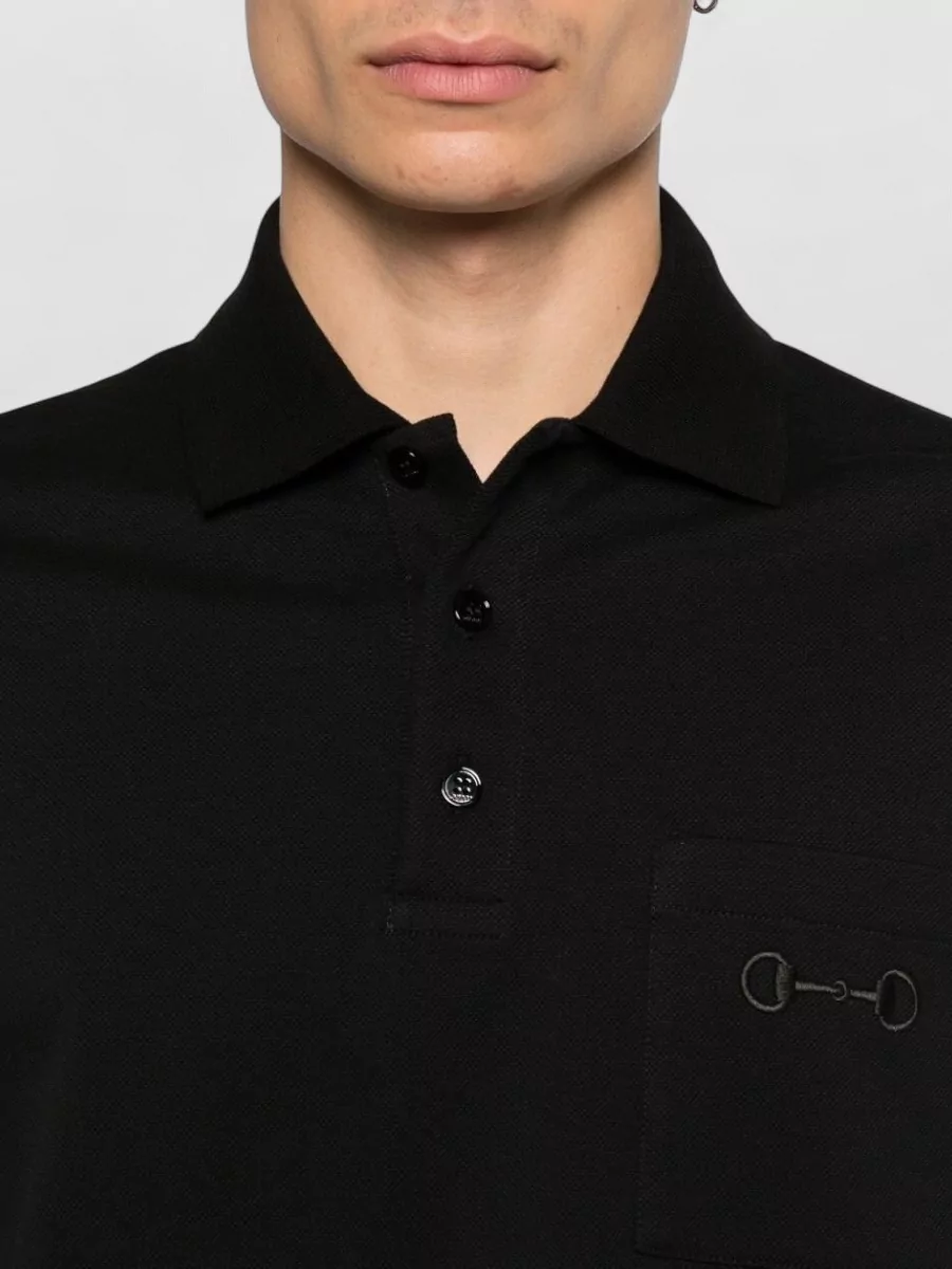 Gucci Polo Shirt Chest Pocket Equestrian Detail Collar