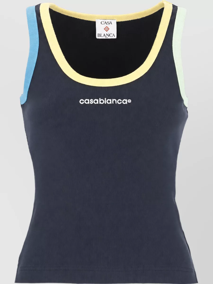 Casablanca Ribbed Sleeveless Cotton Top