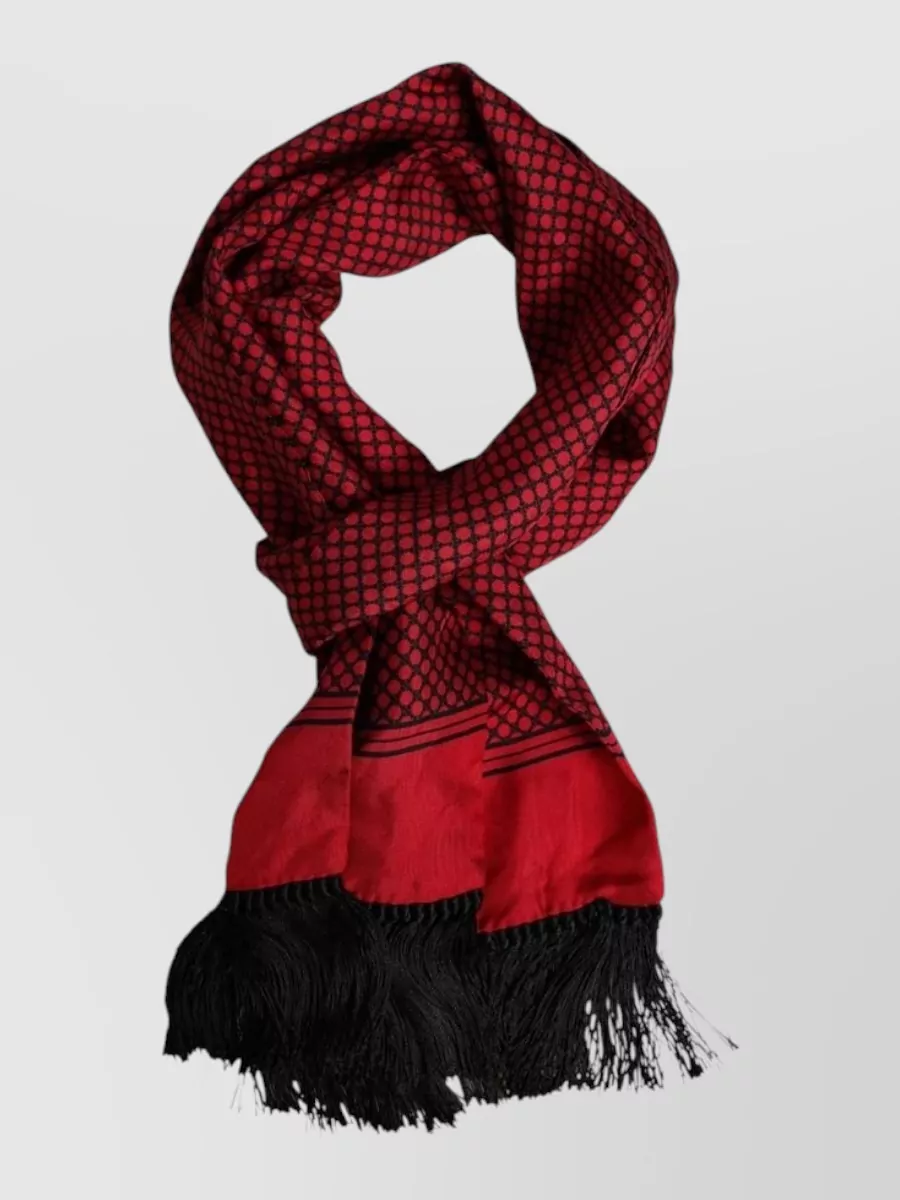 Dolce&Gabbana silk polka-dot fringed scarf
