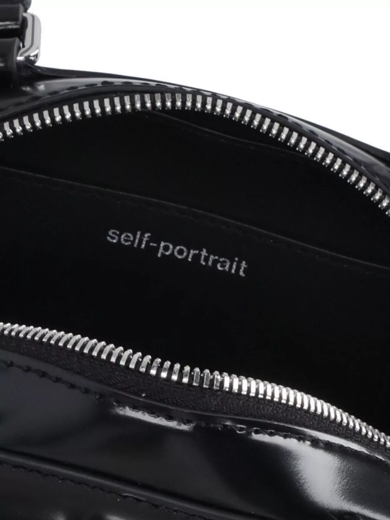 Self-Portrait Structured Leather Shoulder Bag With Strass Detail