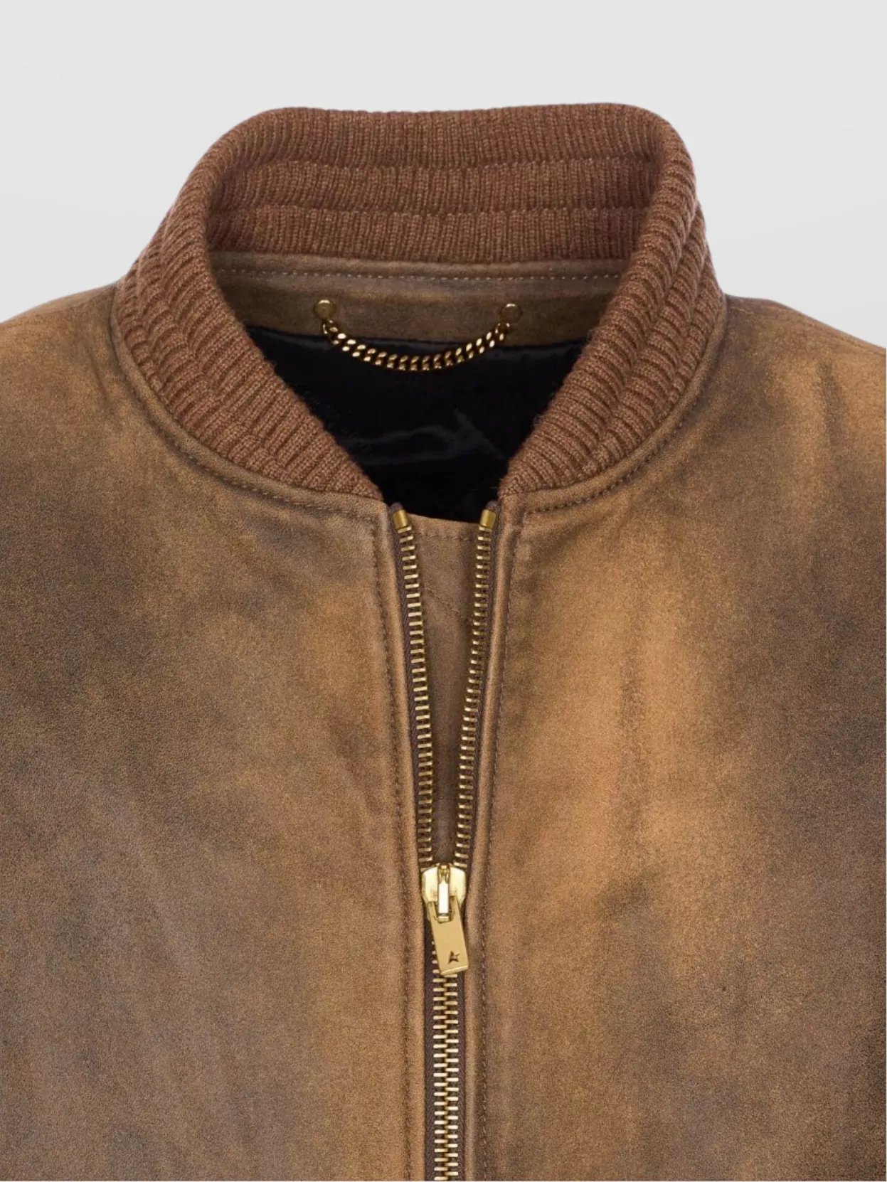 Golden Goose Lamb Leather Jacket With Long Sleeves And Pockets In Brown