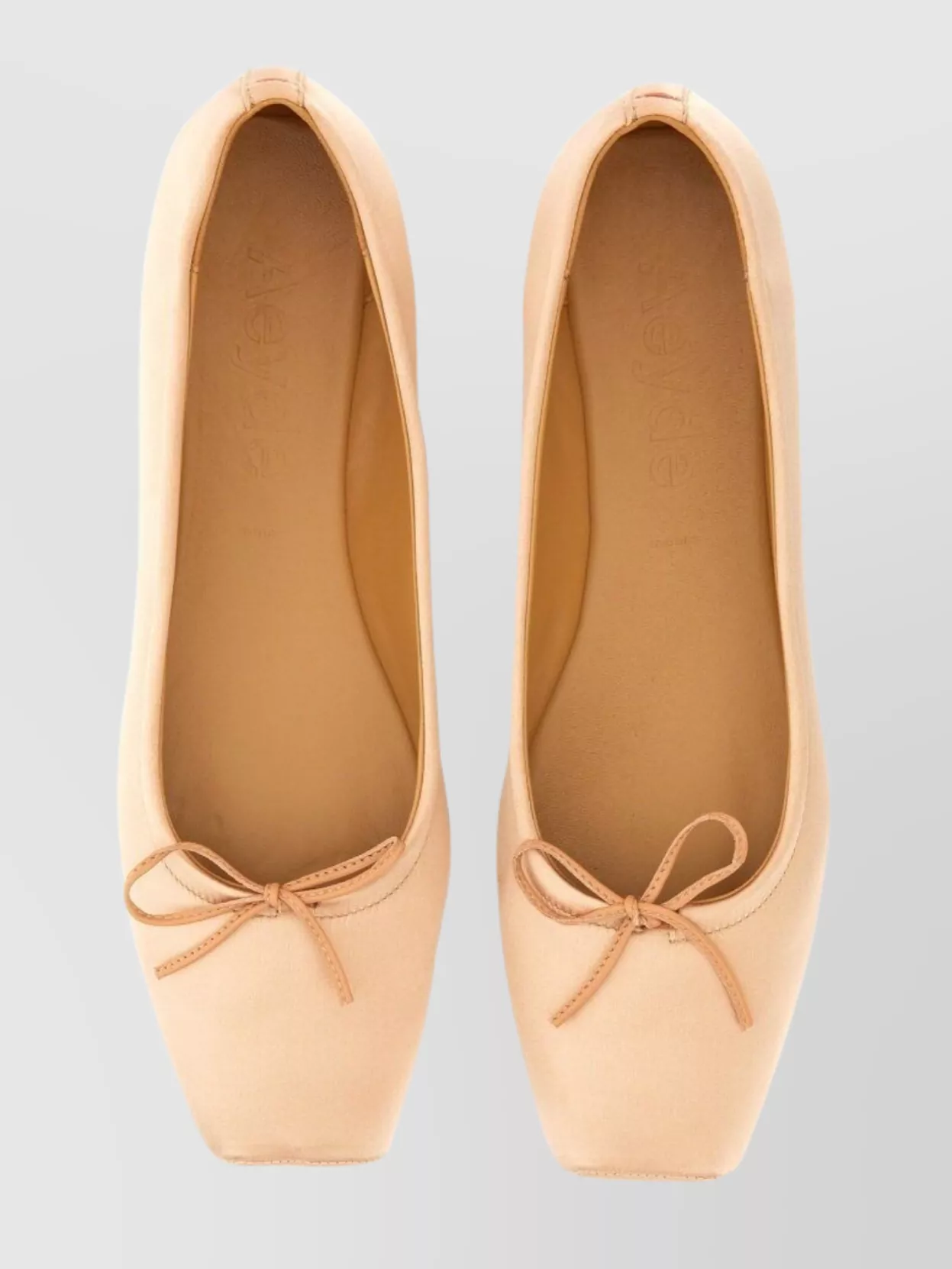 Aeyde "Gabriella" Satin Bow Square Toe Ballerina