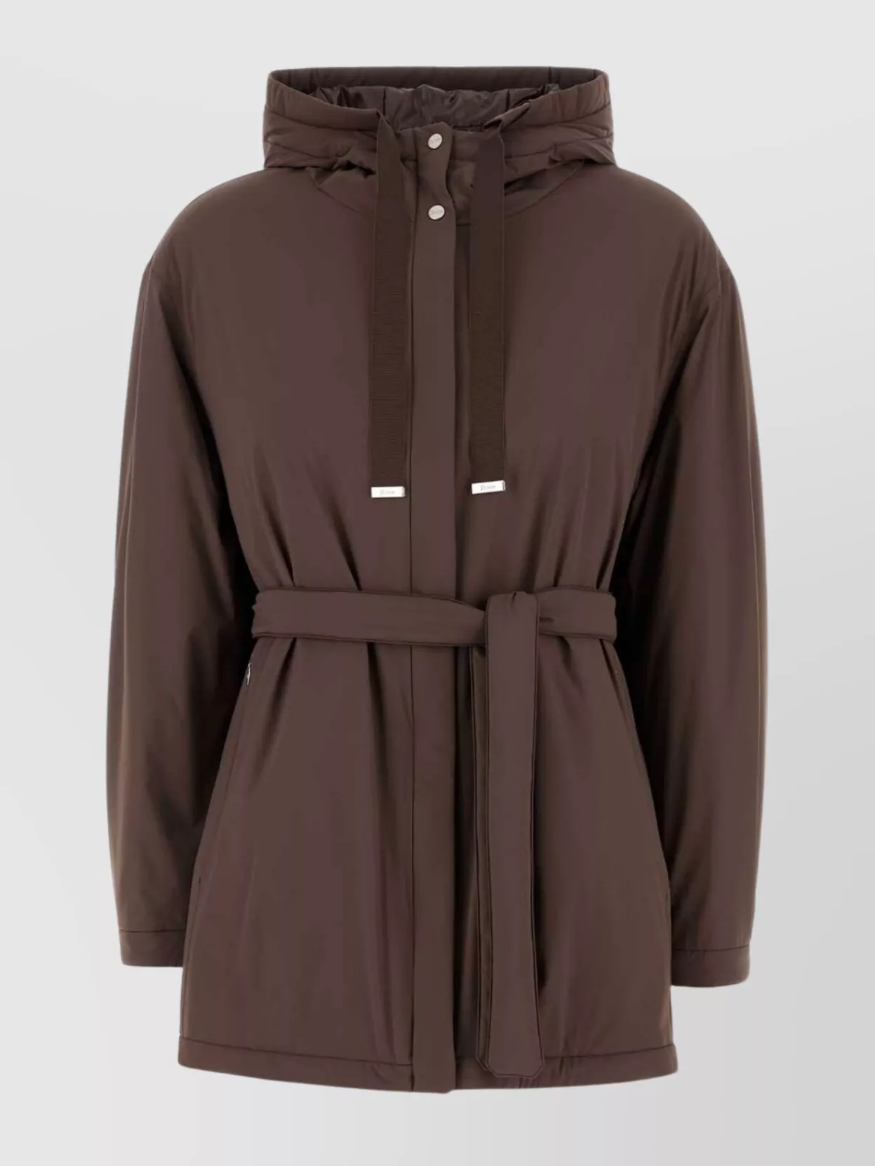 Herno Jacket Stretch Nylon Belted Waist In Brown
