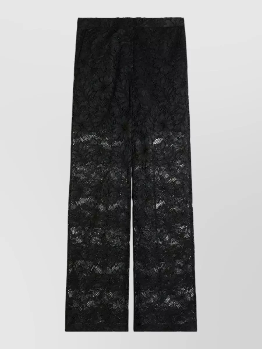 Sportmax floral-lace high-rise wide-leg trousers