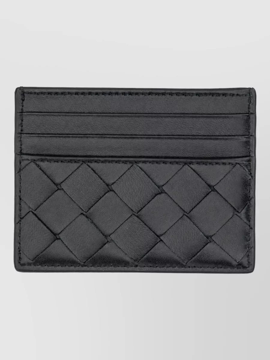 Bottega Veneta Leather Card Holder Woven Design
