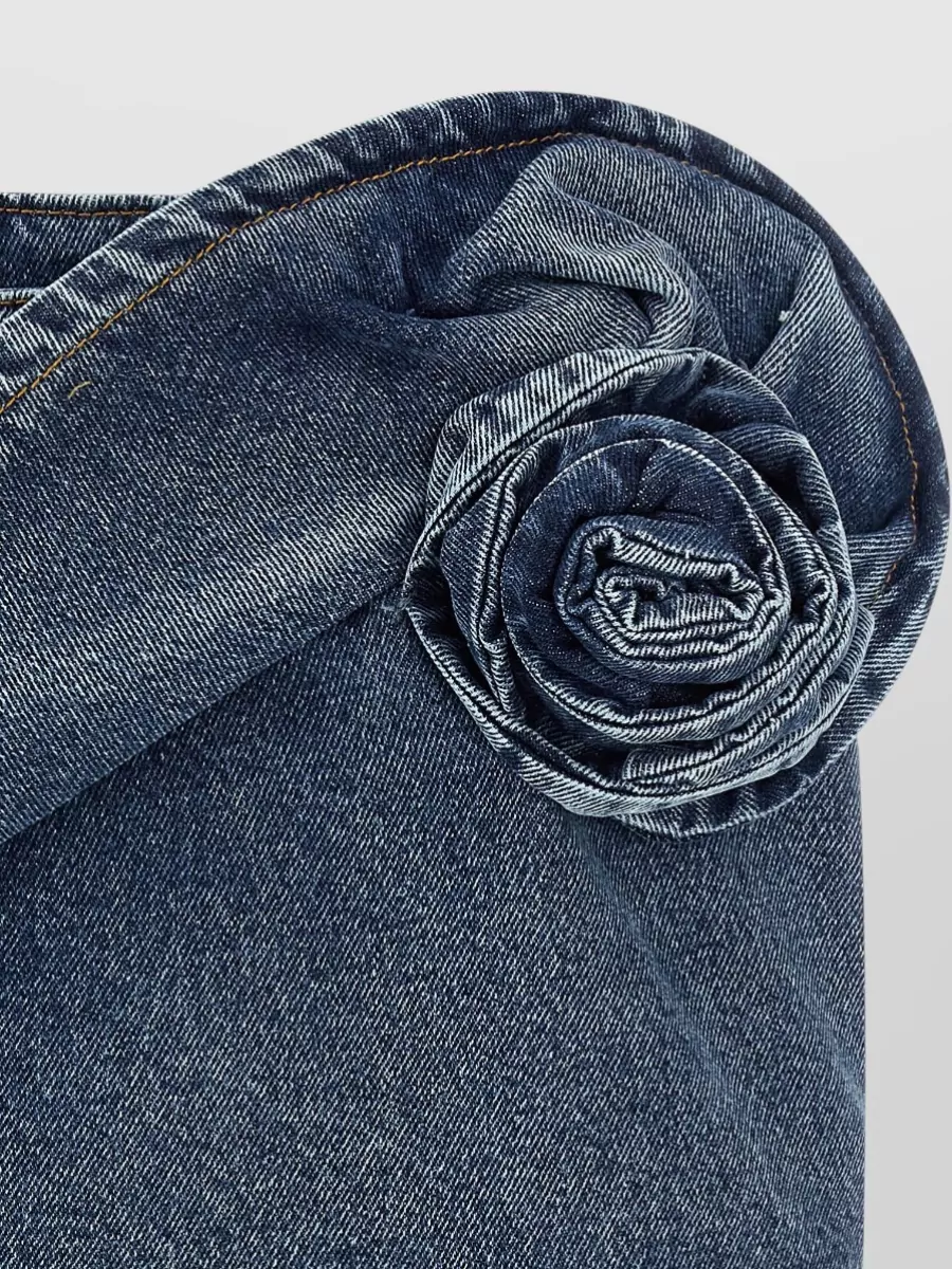 Magda Butrym High Waist Denim Skirt Floral Detail