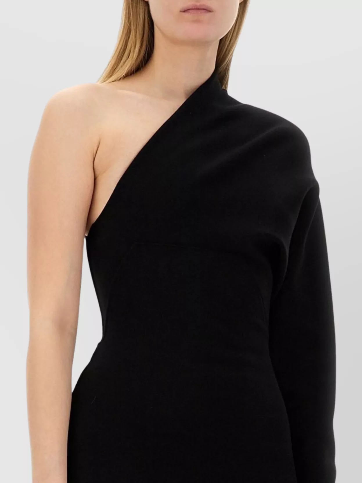Rick Owens One-Shoulder Fitted Dress Asymmetric Hem