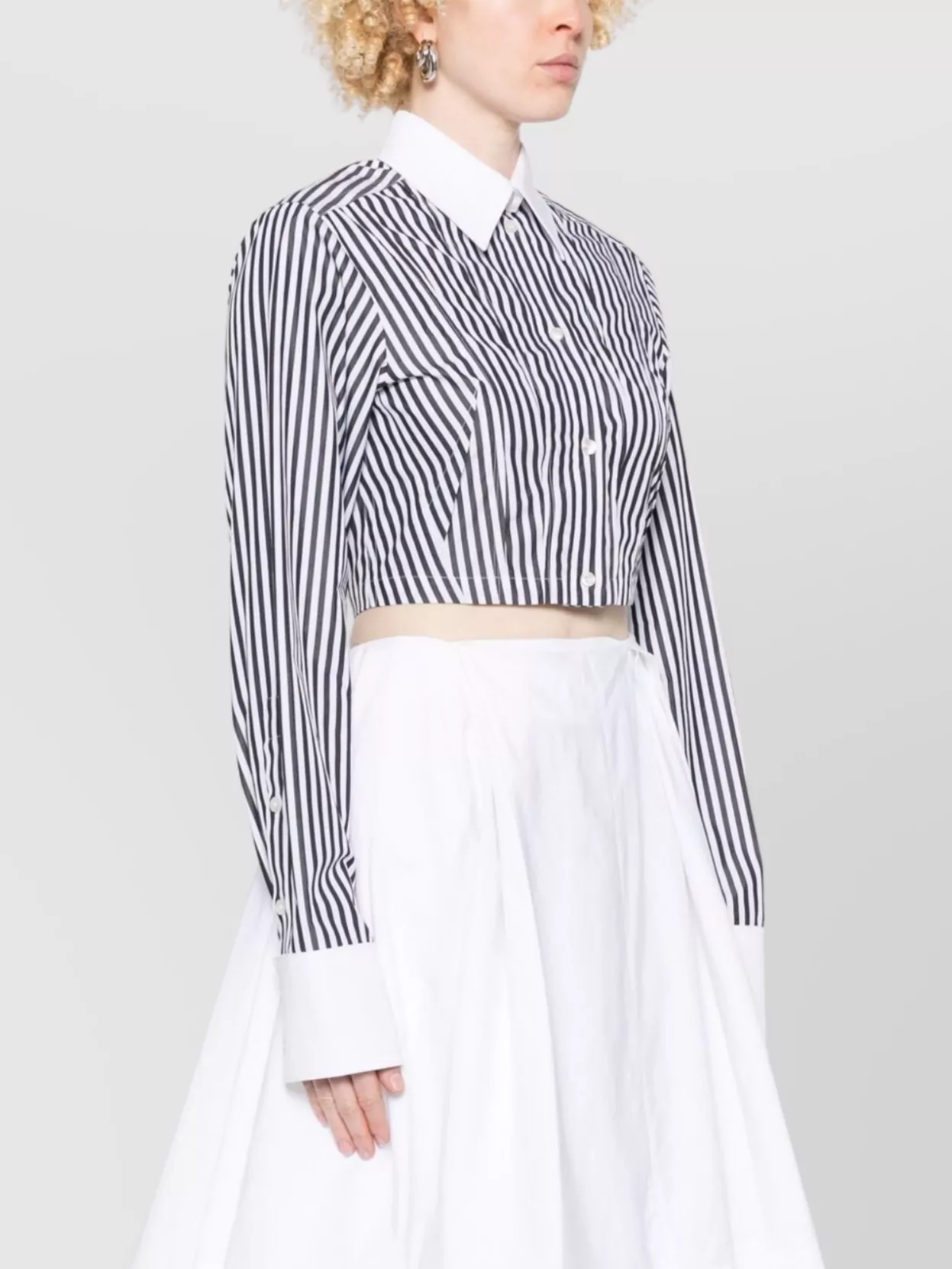 Sportmax Striped Long Sleeve Cropped Shirt