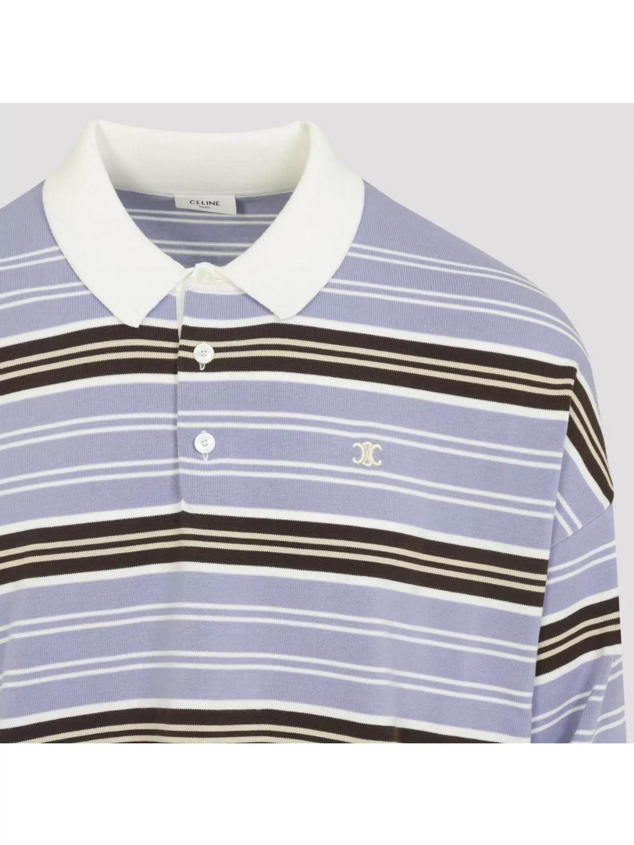 Celine Striped Polo Collar Knitwear