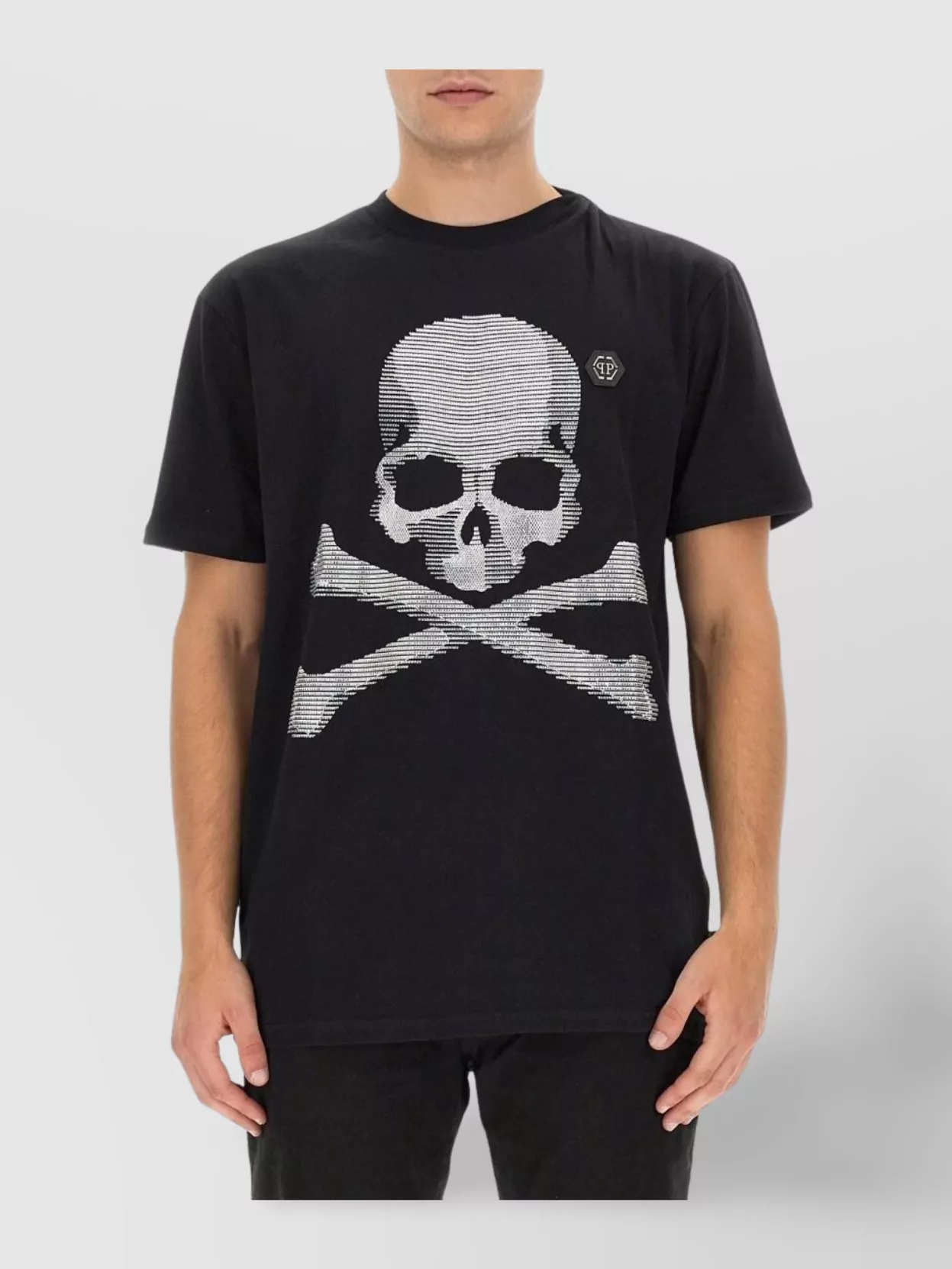 Philipp Plein Rhinestone Crew Neck T-Shirt With Skull Graphic