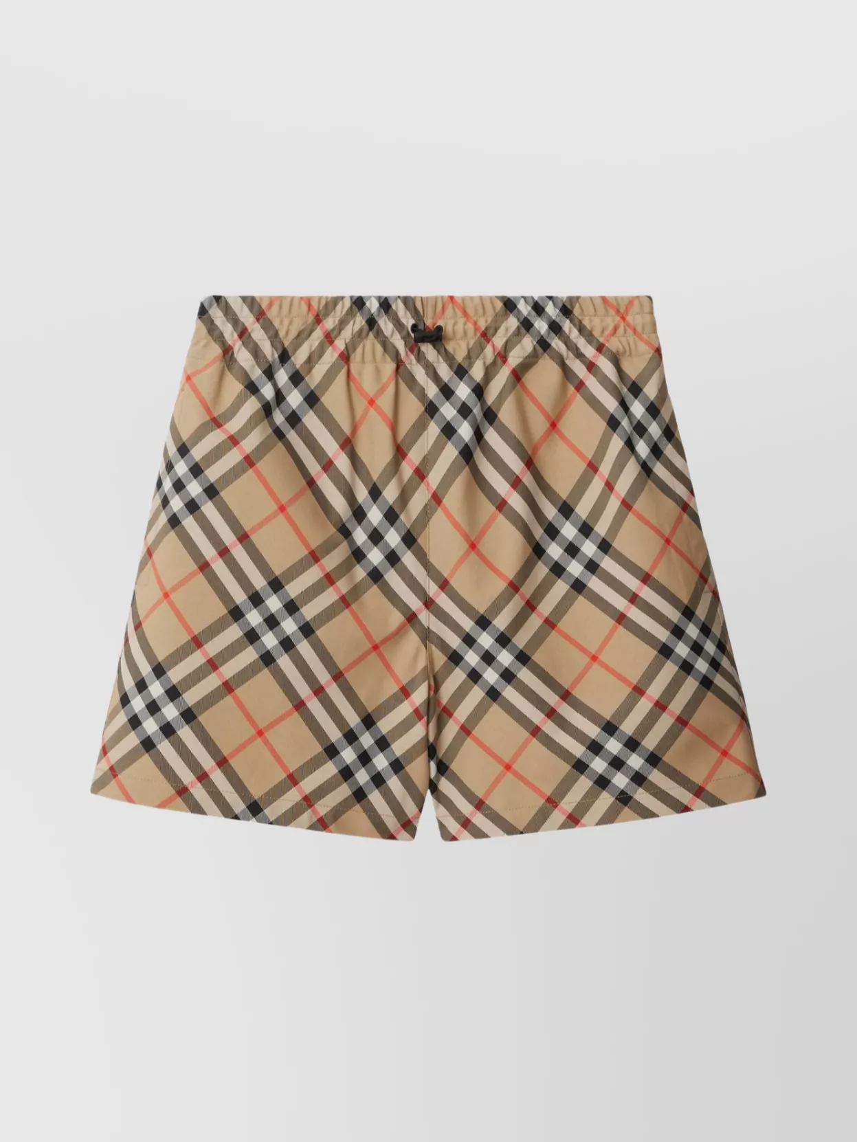 Shop Burberry Drawstring Checkered Twill Shorts