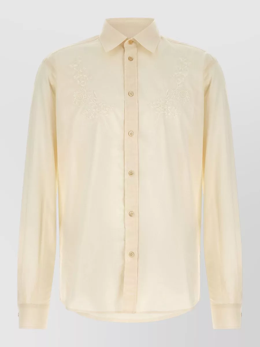 Valentino Garavani Embroidered cotton long-sleeve shirt