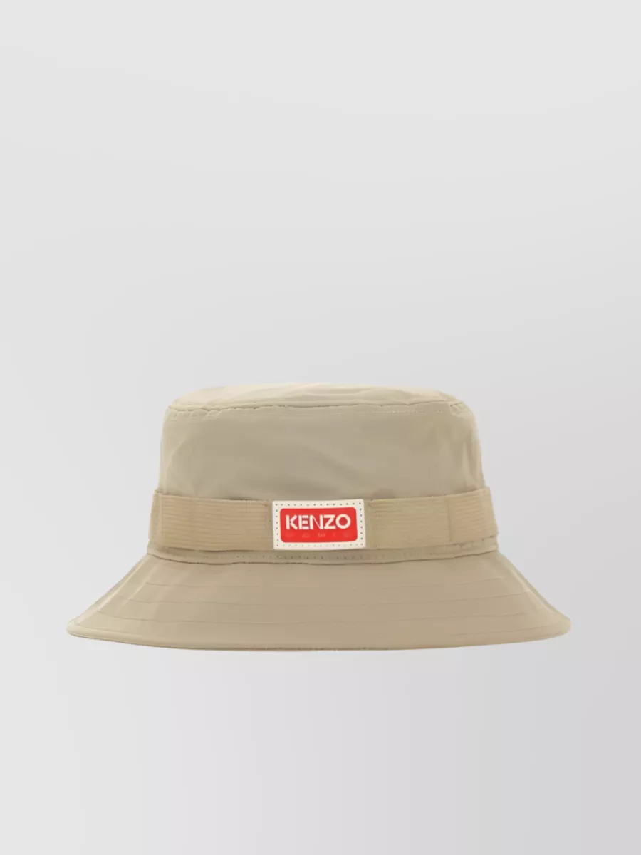 Shop Kenzo Printed Logo Bucket Hat In Cream