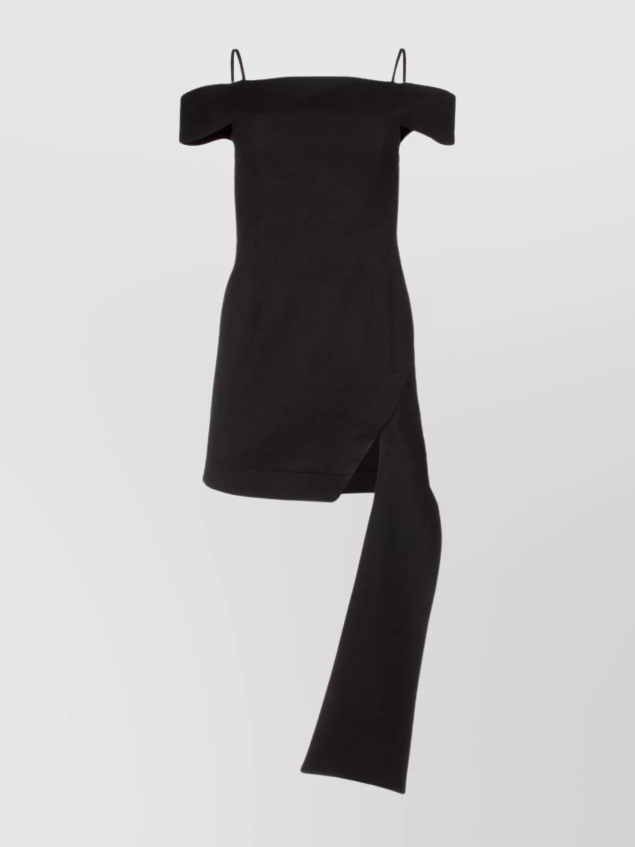 Shop Yuzefi Sleek Off-shoulder Fitted Mini Dress In Black