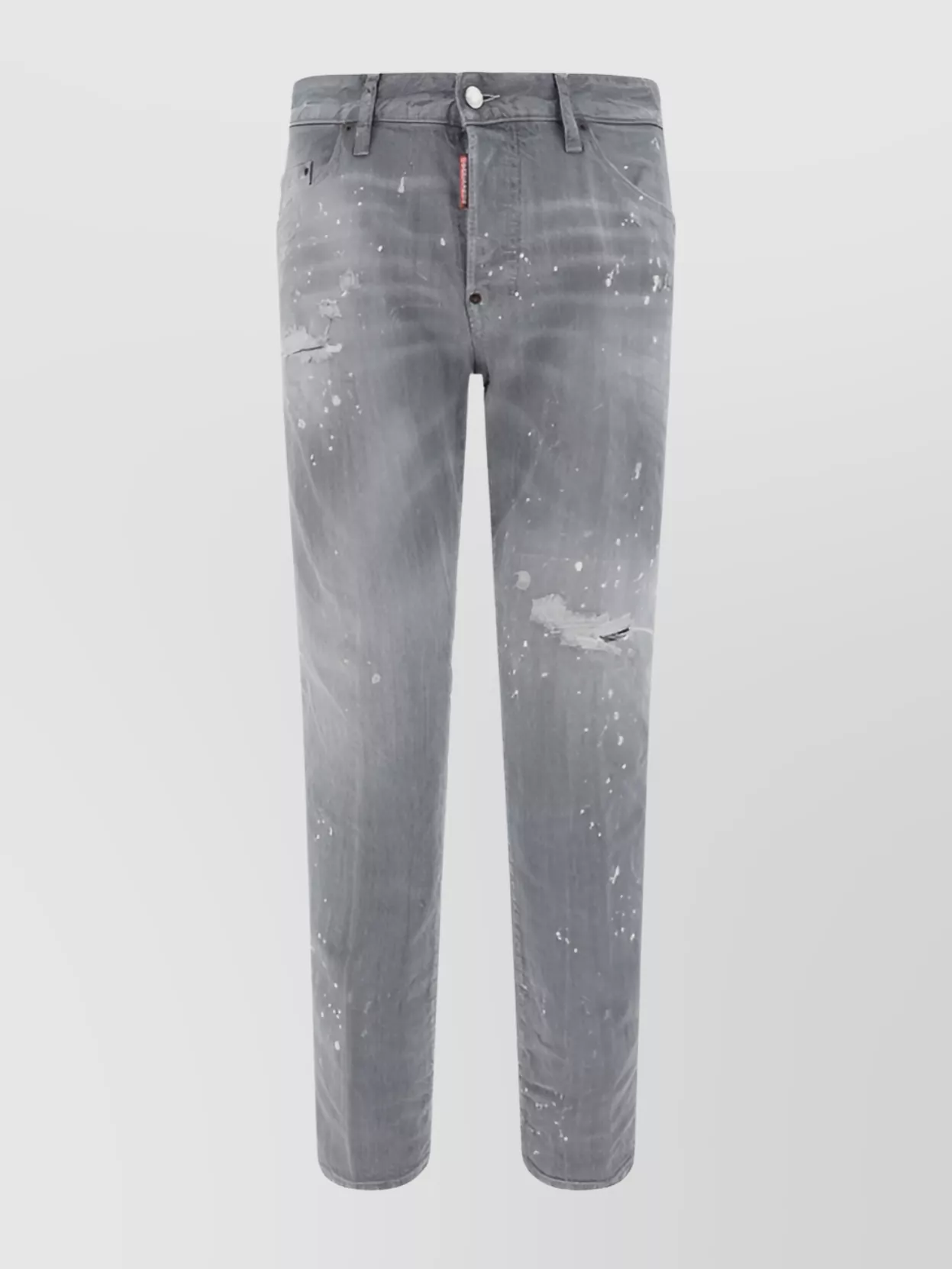 Dsquared2 Leather Effect Skater Jeans In Gray