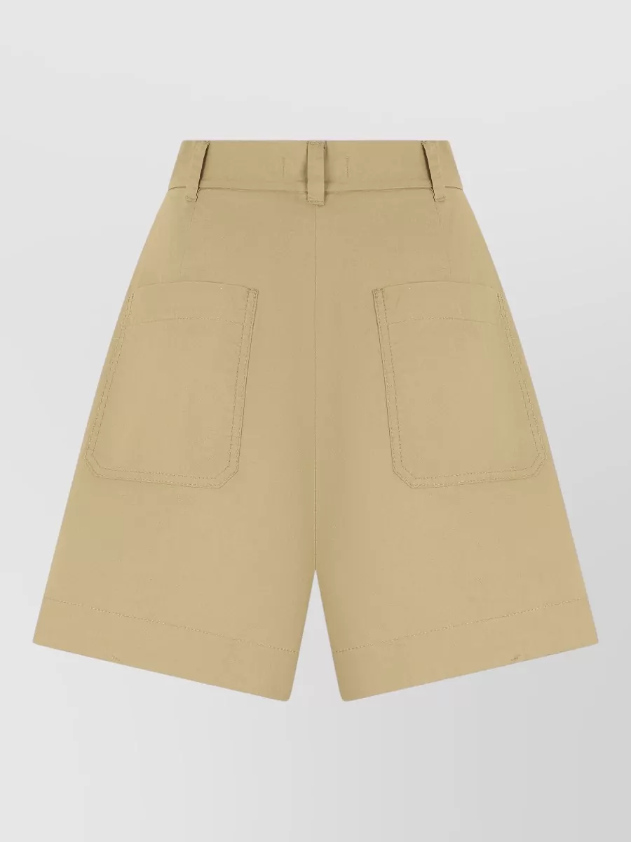 Weekend Max Mara Cotton Pleated High-Rise Knee-Length Bermuda Shorts