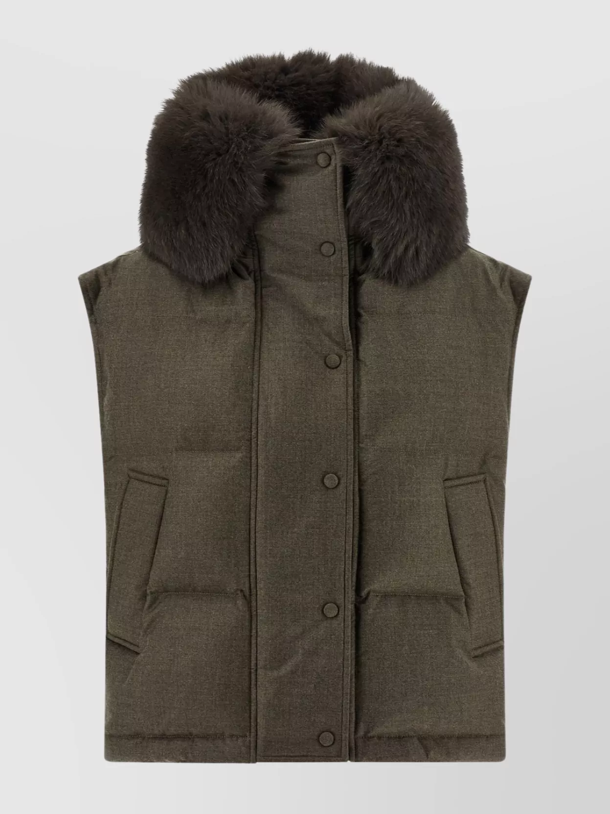 Yves Salomon High Collar Sleeveless Fur Vest