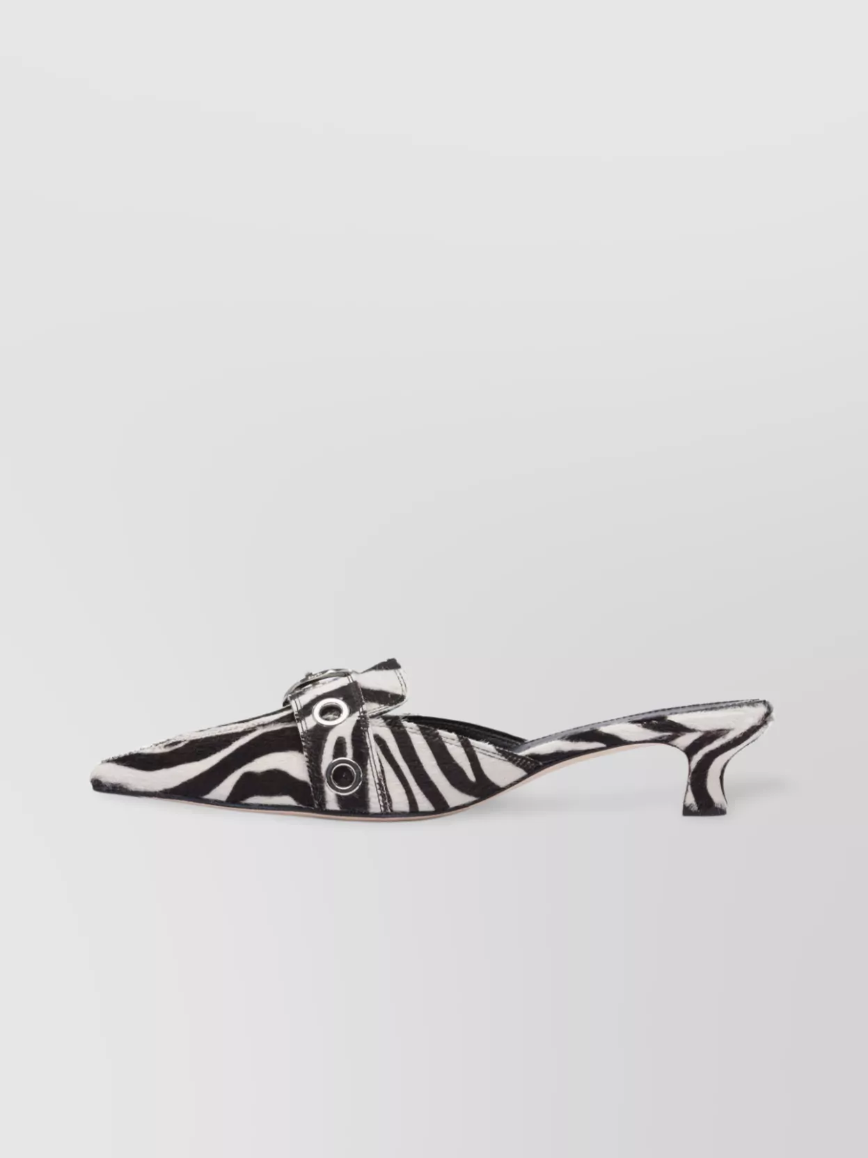 Aeyde Animal Print Kitten Heel Pointed Toe Mules