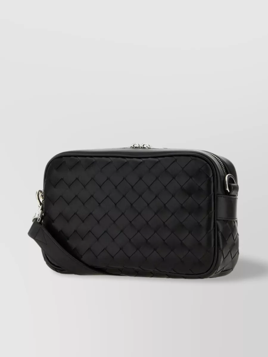 Shop Bottega Veneta Quilted Calf Leather Crossbody Bag In Black