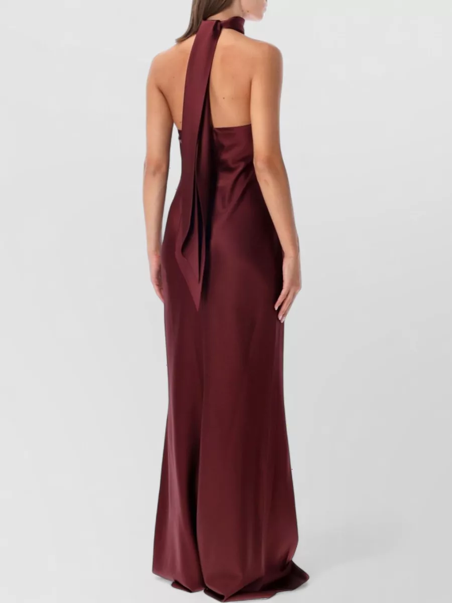 Ralph Lauren Satin Halterneck Sleeveless Maxi Dress