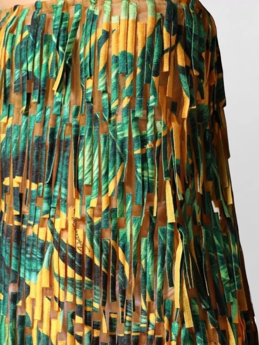 Dolce&Gabbana Tropical Print Fringe Midi Dress
