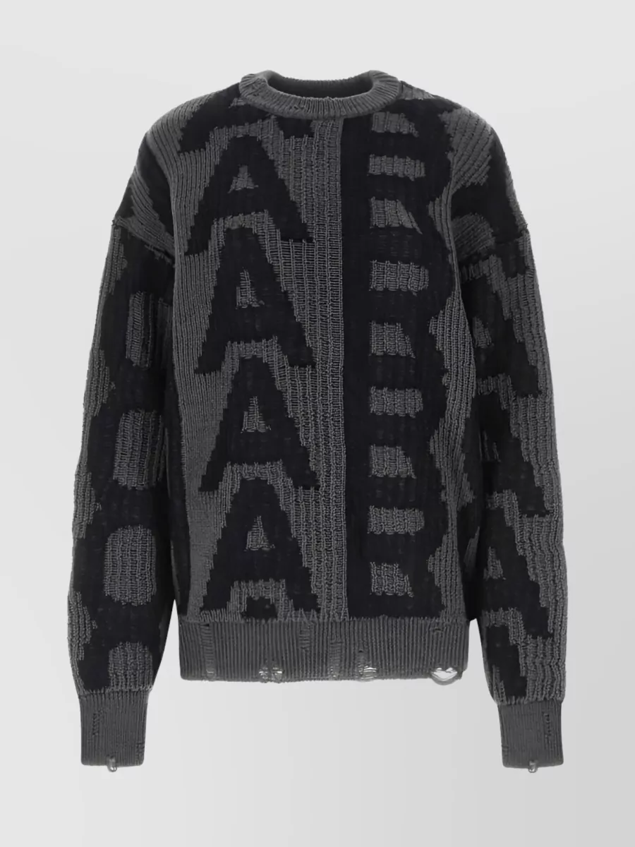 Shop Marc Jacobs Worn-out Logo Knit Sweater In Black
