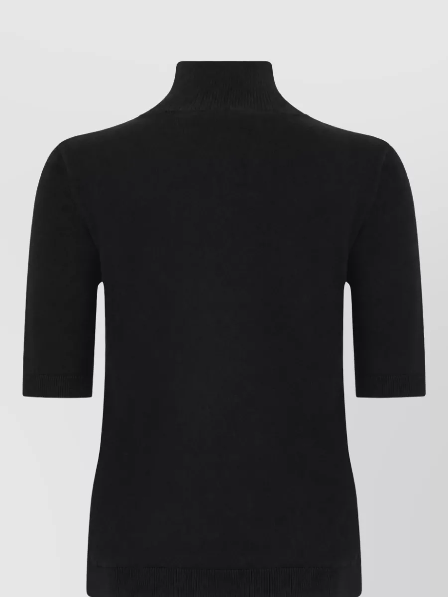S Max Mara Wool High-Neck Short-Sleeve Sweater