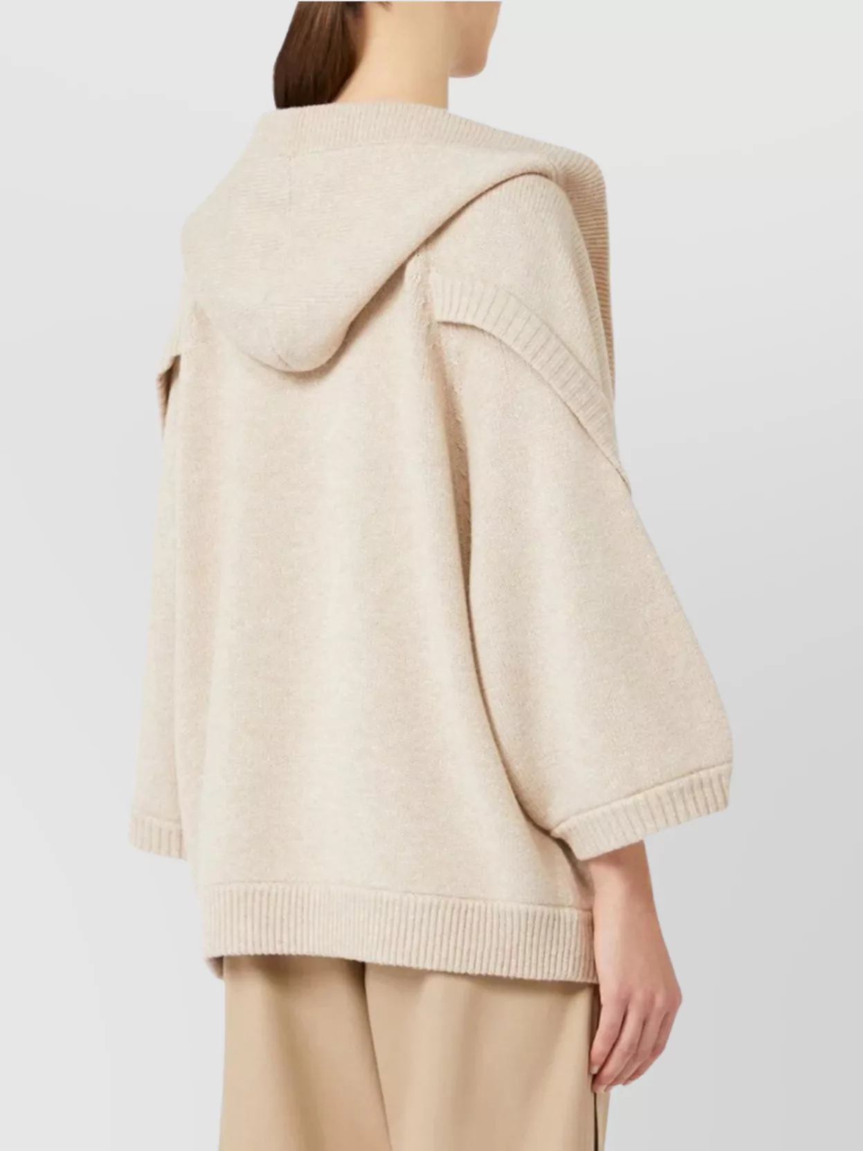 Max Mara Hooded Knitwear Relaxed Silhouette In Neutral