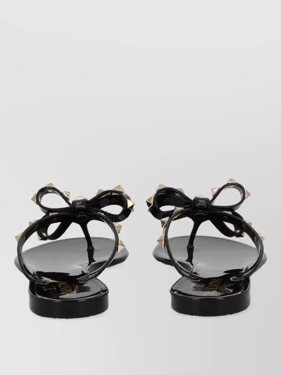 Valentino Garavani Rockstud Flat Sandal Studded Bow Detail