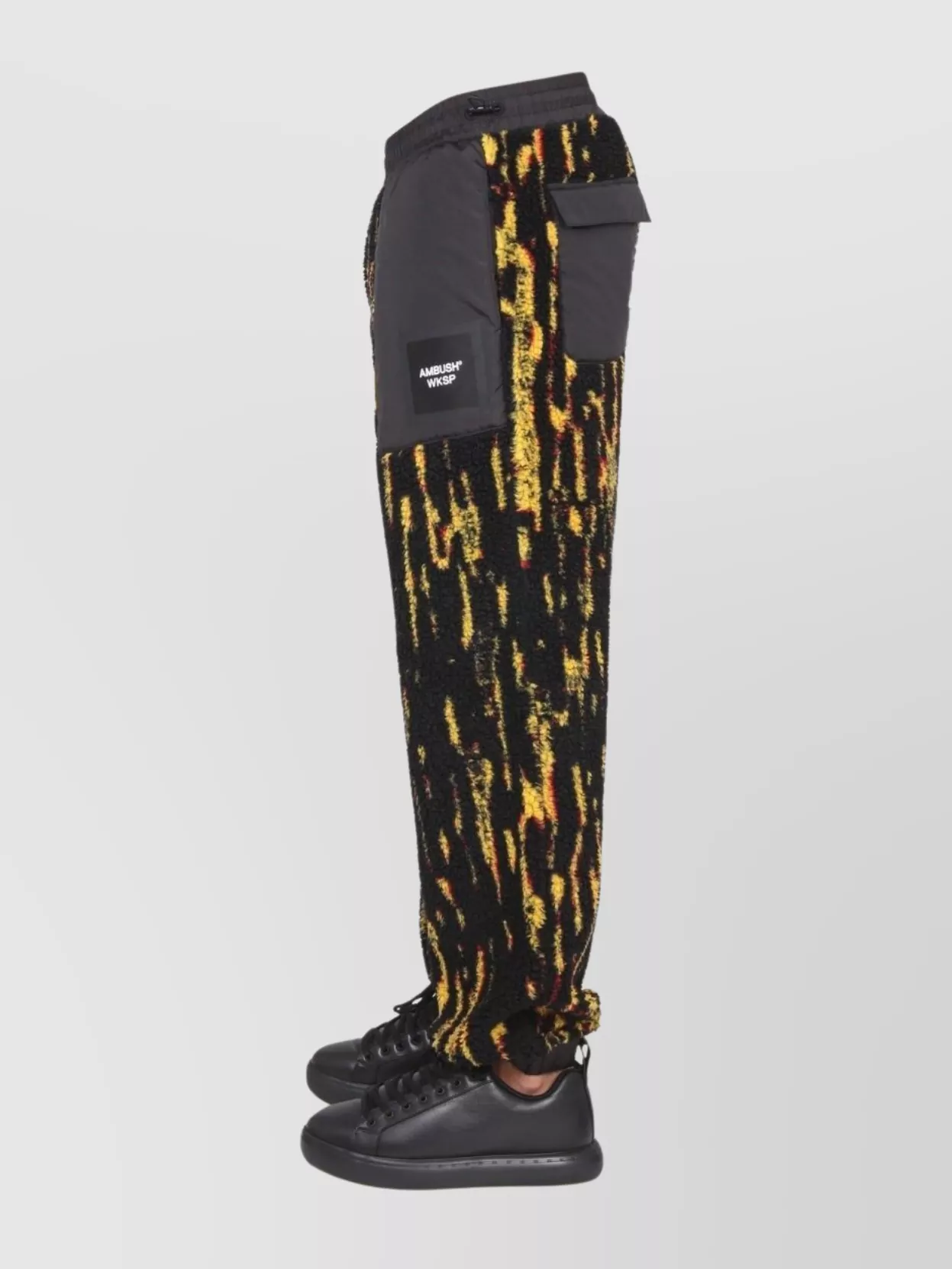 Ambush Textured Fabric Drawstring Pants With Contrast Panels In Black