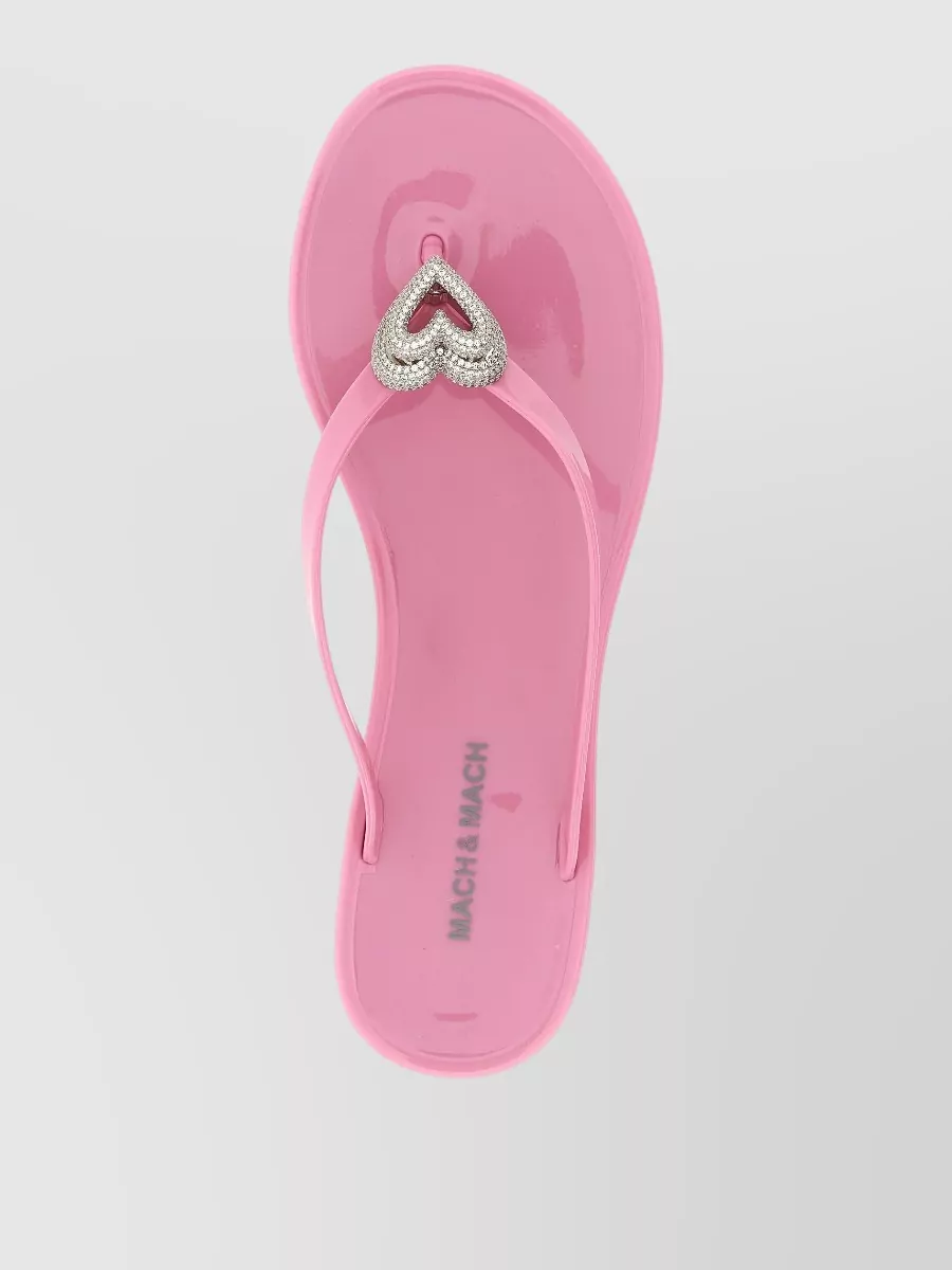 Mach & Mach Crystal-Embellished Double Heart Thong Sandals