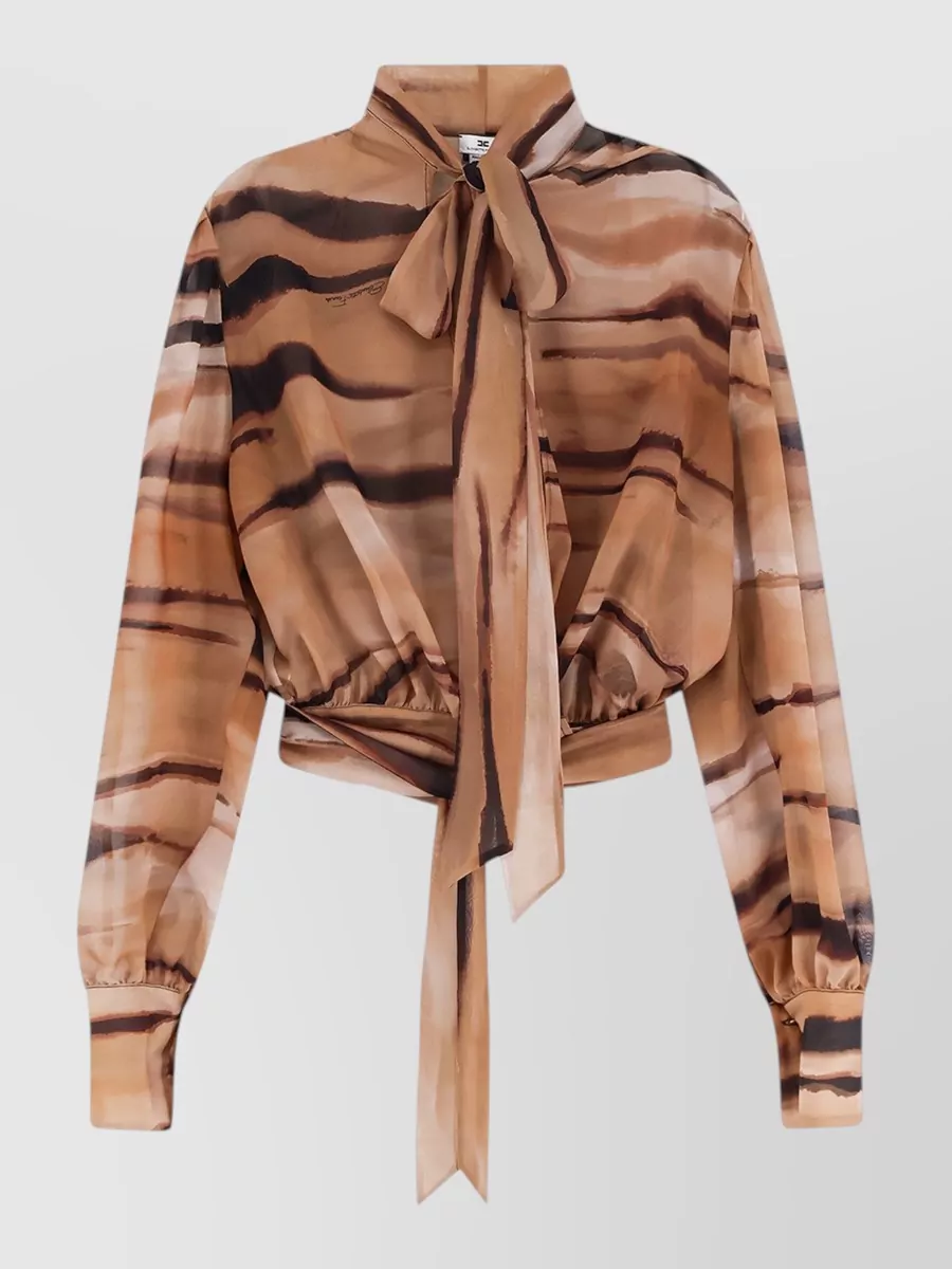Elisabetta Franchi animal-print cropped long-sleeve blouse