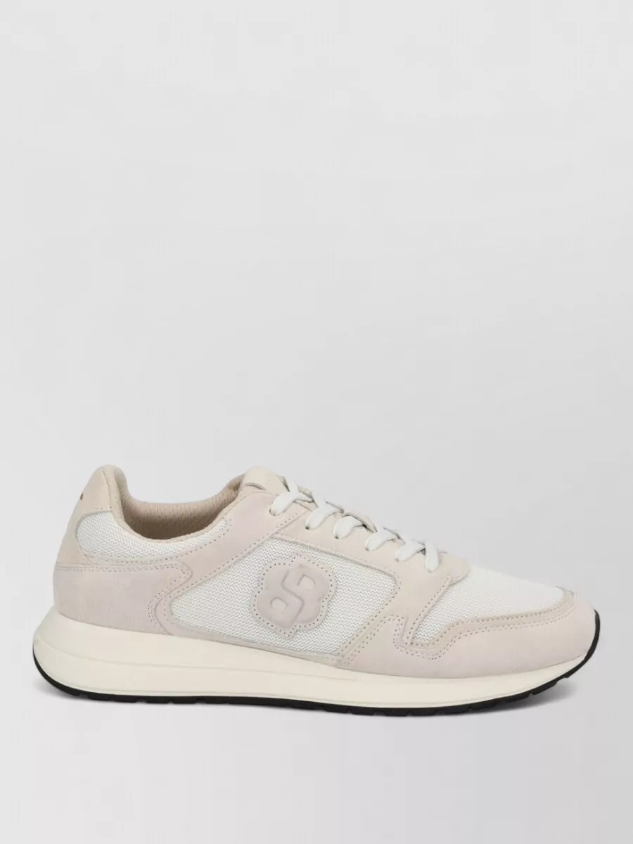 Boss Monogram Sneaker Mesh Panels Round Toe
