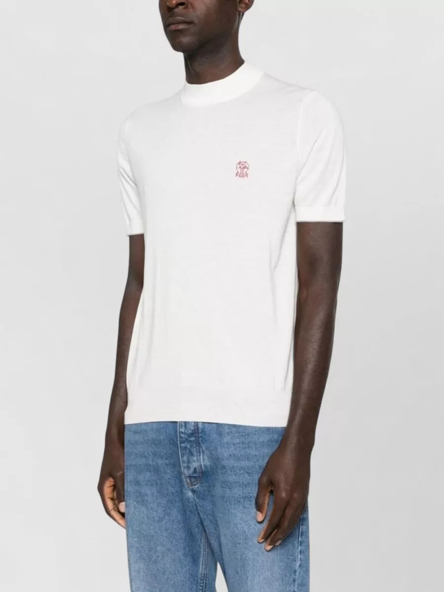 Brunello Cucinelli Crew Neck Knit Sweater Ribbed Hem