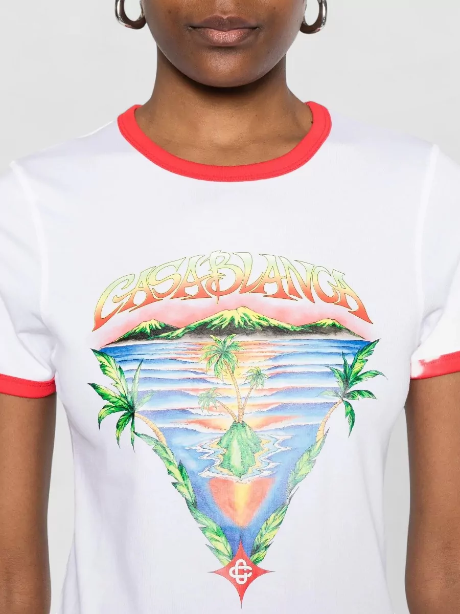 Casablanca Beyond Destiny Longline Ringer Graphic T-Shirt