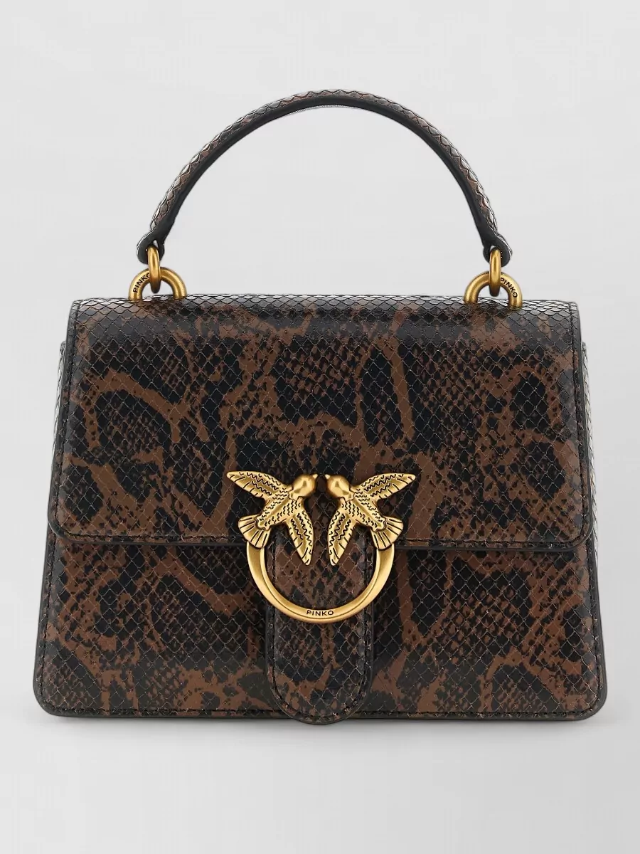 Pinko Love Bag One Mini Leather Python Print Shoulder Bag