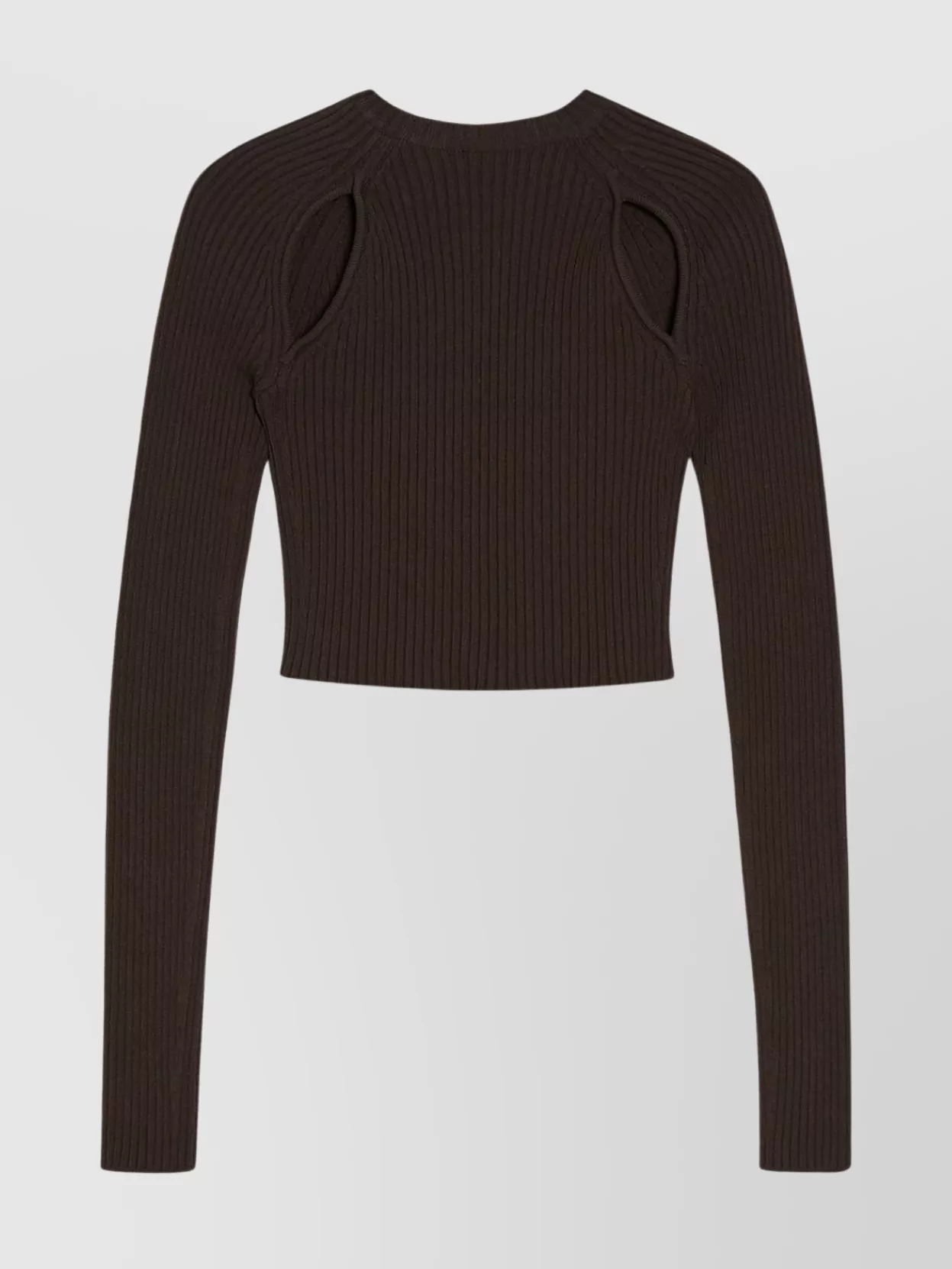 Max Mara Crewneck Cut-Out Shoulder Fitted Crop Top