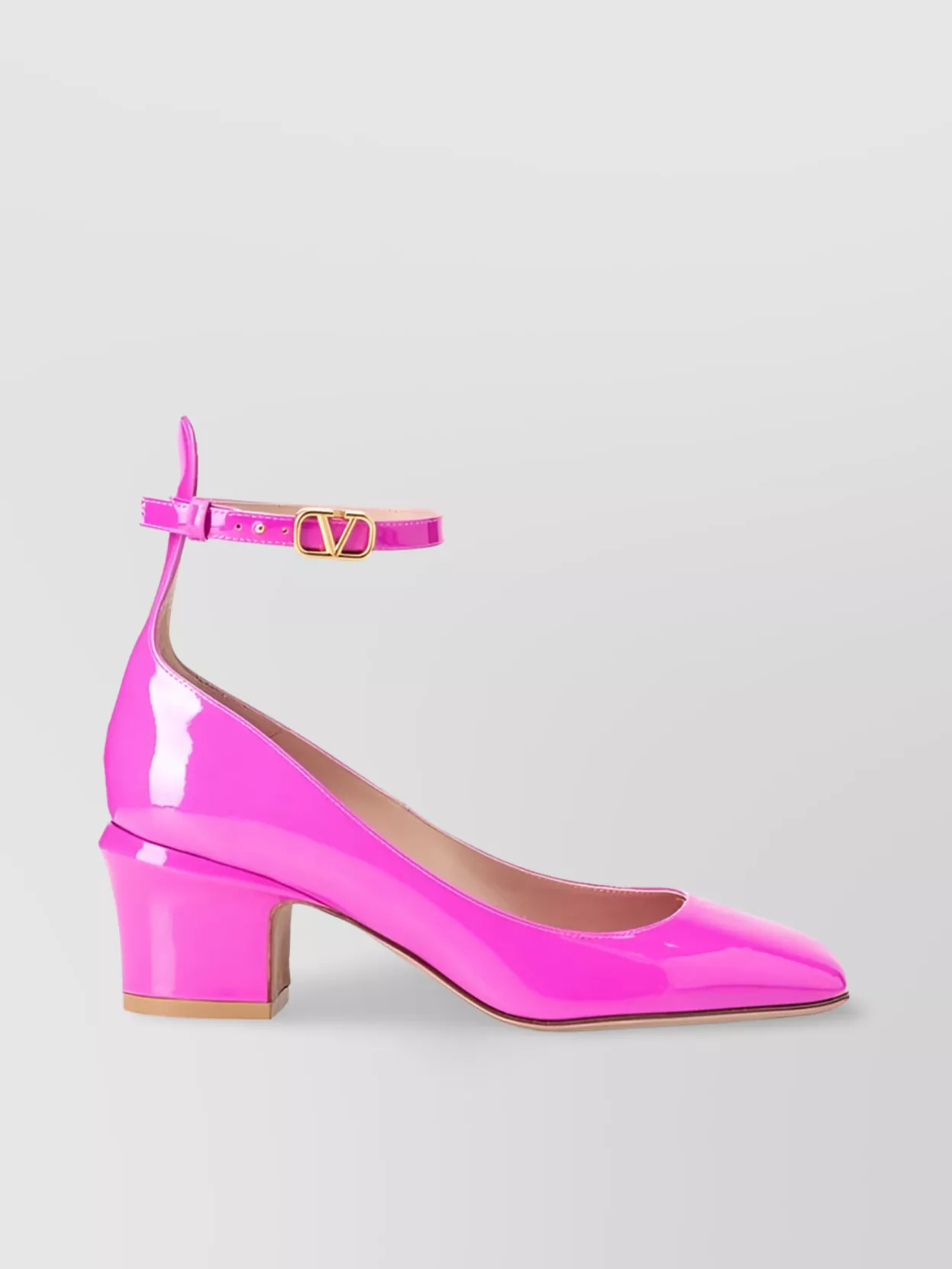 Valentino Garavani Bold Block Heel Pumps With Pointed Toe And Ankle Strap