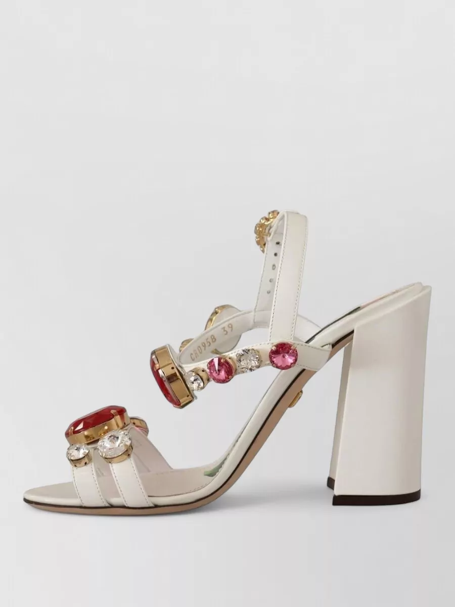 Dolce&Gabbana Leather Crystal-Embellished Ankle Strap Pumps