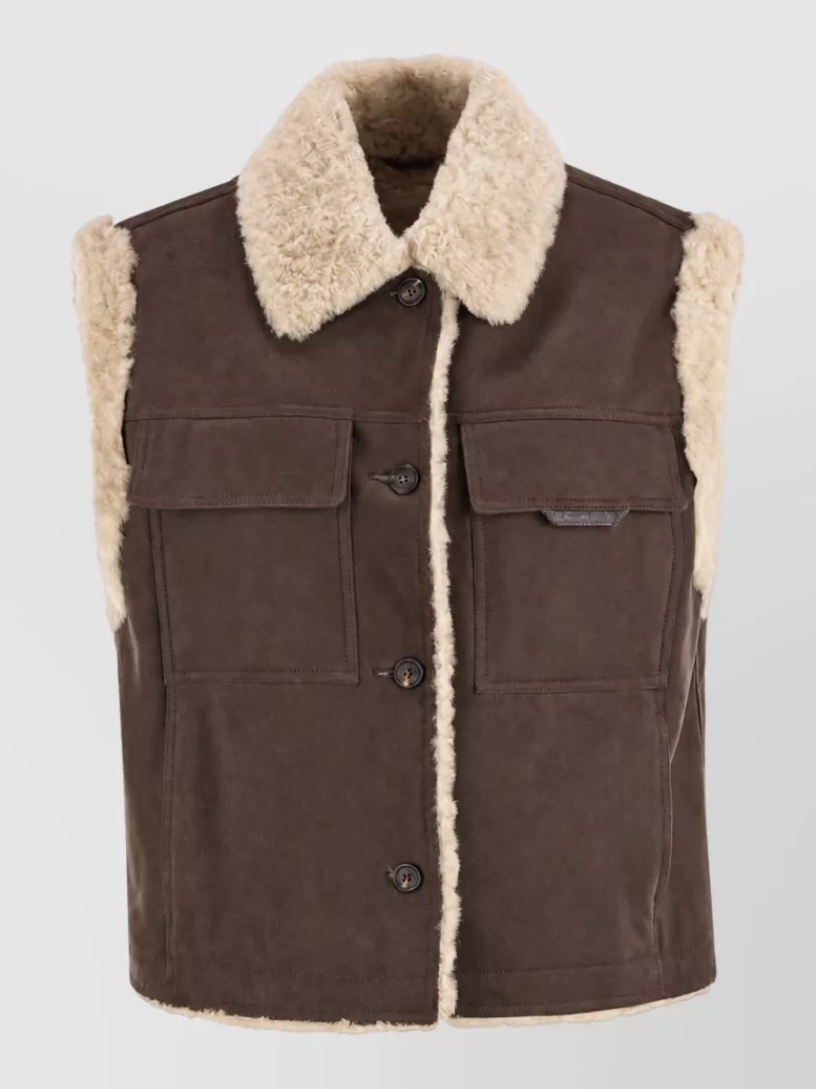 Brunello Cucinelli shearling sleeveless coat