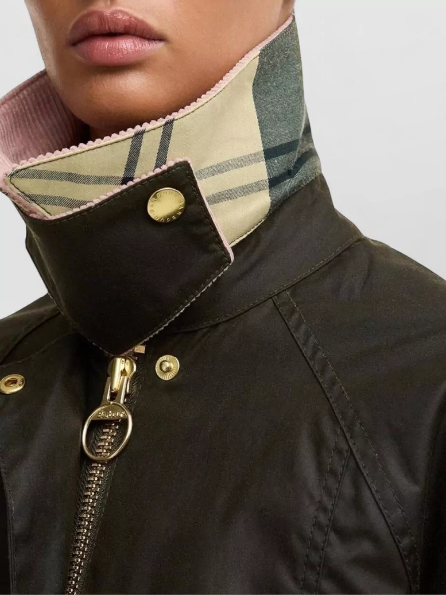 Barbour Jacket Corduroy Collar Contrast Cuffs Adjustable