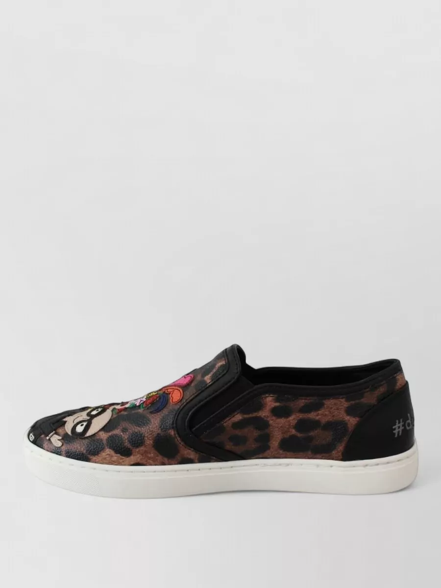 Dolce&Gabbana Leather Leopard-Print Slip-On Sneakers