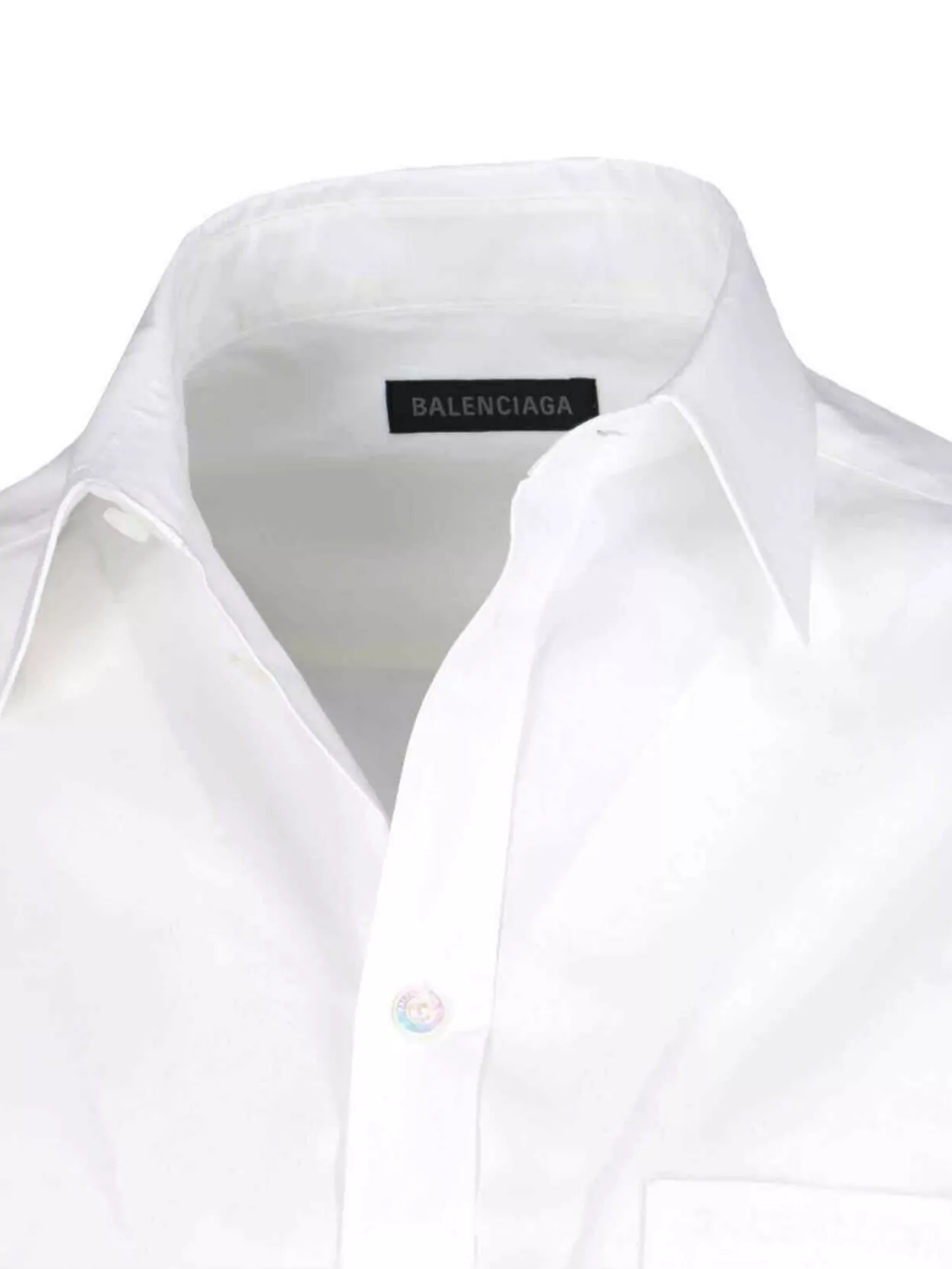 Shop Balenciaga Shirt With Pointed Collar And Chest Pocket