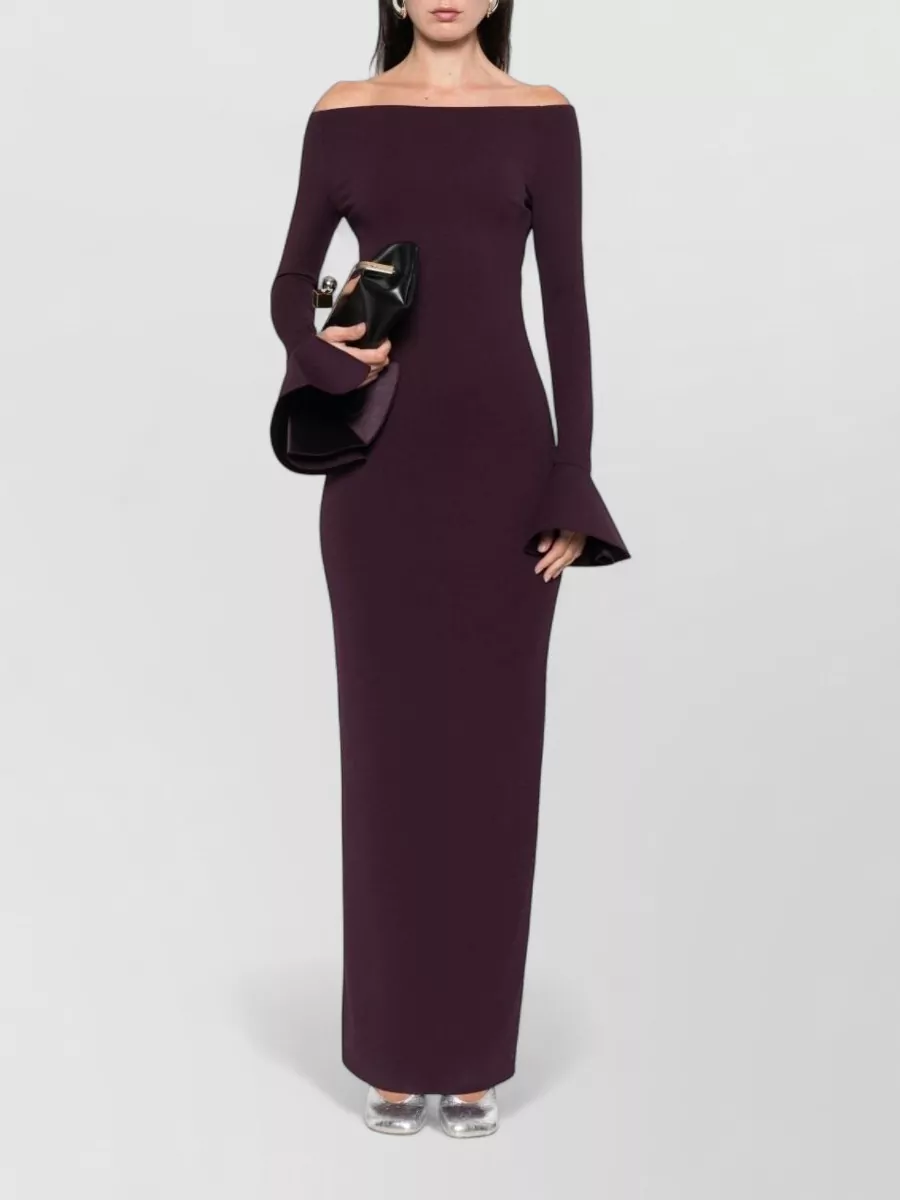 Solace London Off-Shoulder Long-Sleeve Maxi Dress