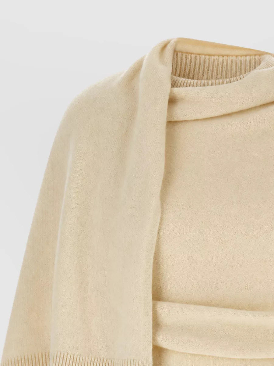 Armarium Cashmere Wool Draped Scarf-Effect Relaxed-Fit Sweater