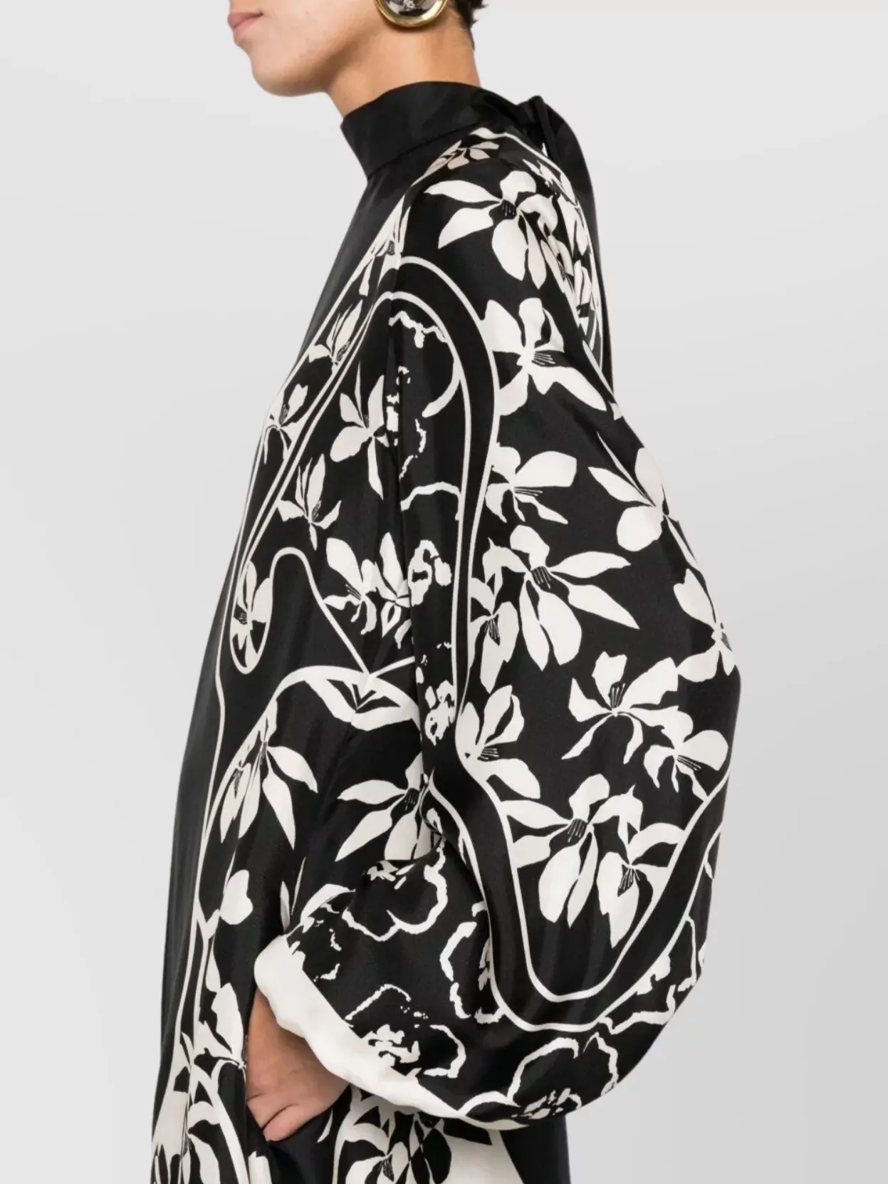 Raquel Diniz Floral Silk Kaftan Balloon Sleeves