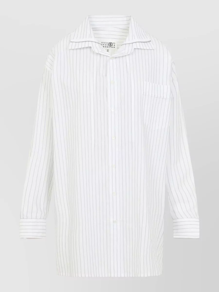 Mm6 Maison Margiela Striped Oversized Long-Sleeve Shirt