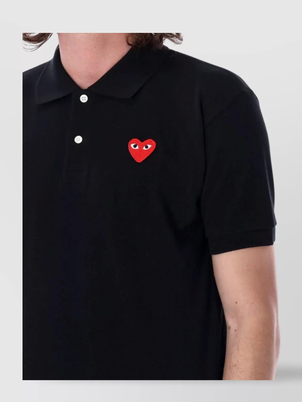 Comme Des Garçons Play Heart Embroidered Polo Collar Short Sleeves