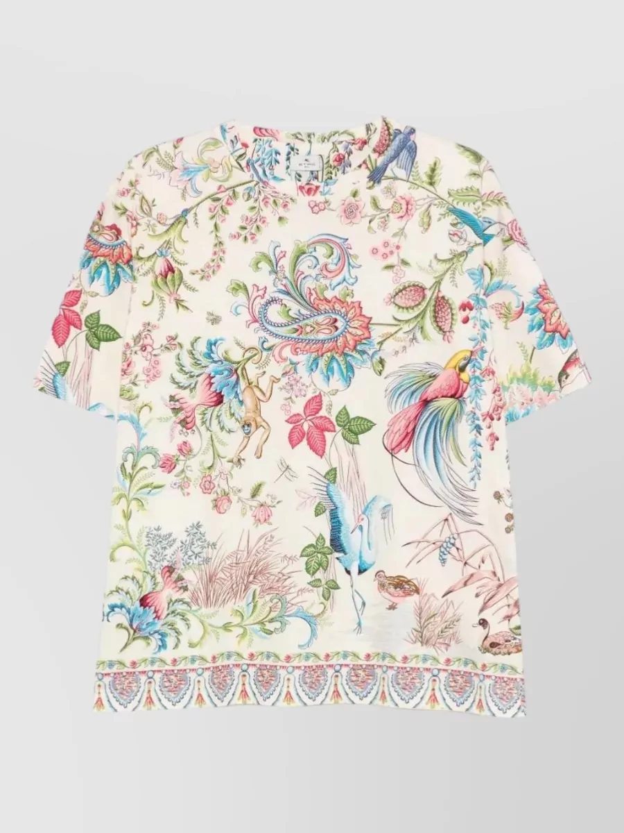 Etro Floral Print Cotton T-Shirt