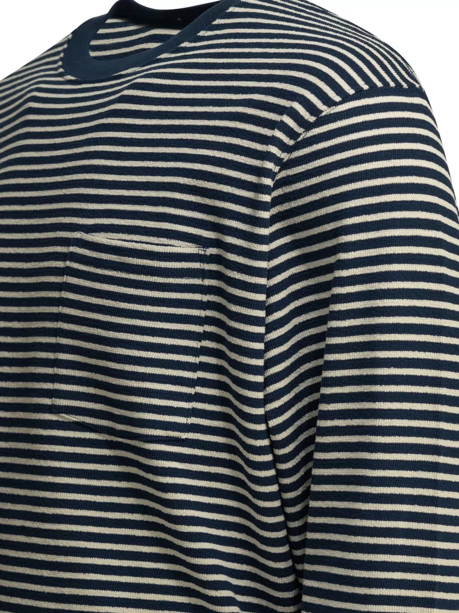 Beams Plus Striped Cotton Crewneck Sweatshirt